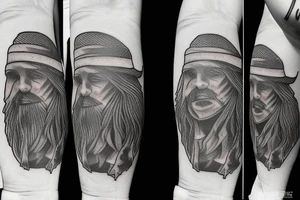 wizard, spruce tree hat tattoo idea