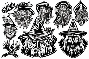 wizard, spruce tree hat, shadow wizard money gang tattoo idea