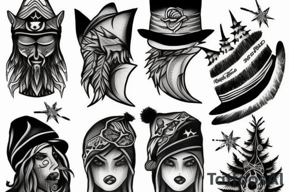 shadow wizard, spruce tree hat tattoo idea