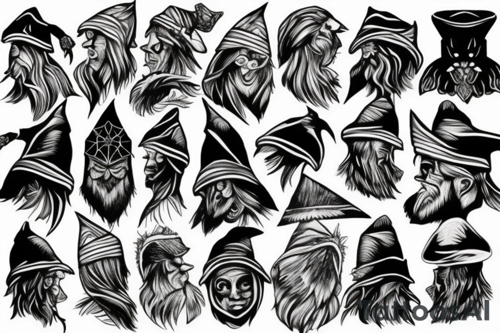 shadow wizard, spruce tree hat tattoo idea