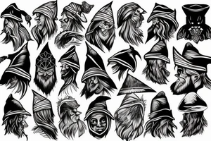 shadow wizard, spruce tree hat tattoo idea