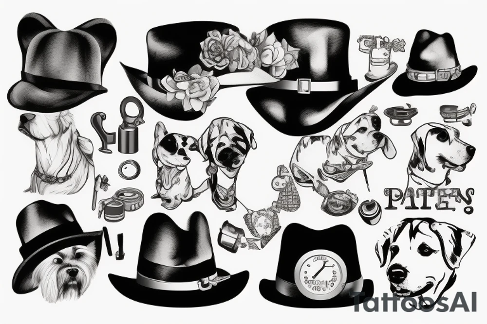 dog with a hat and a pipe tattoo idea