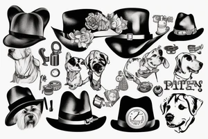 dog with a hat and a pipe tattoo idea