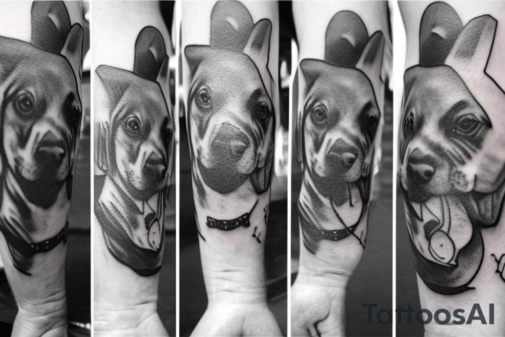 dog with a hat and a pipe tattoo idea