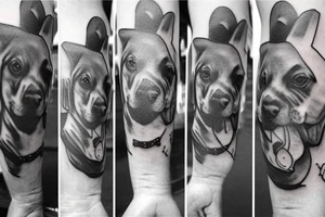 dog with a hat and a pipe tattoo idea