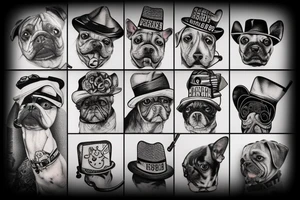 dog with a hat and a pipe tattoo idea