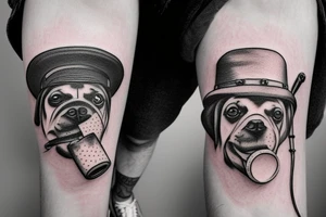 dog with a hat and a pipe tattoo idea