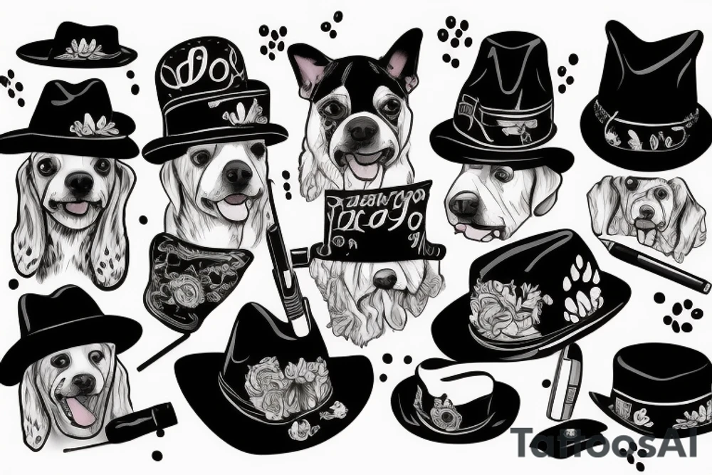 dog with a hat and a cigarrett tattoo idea