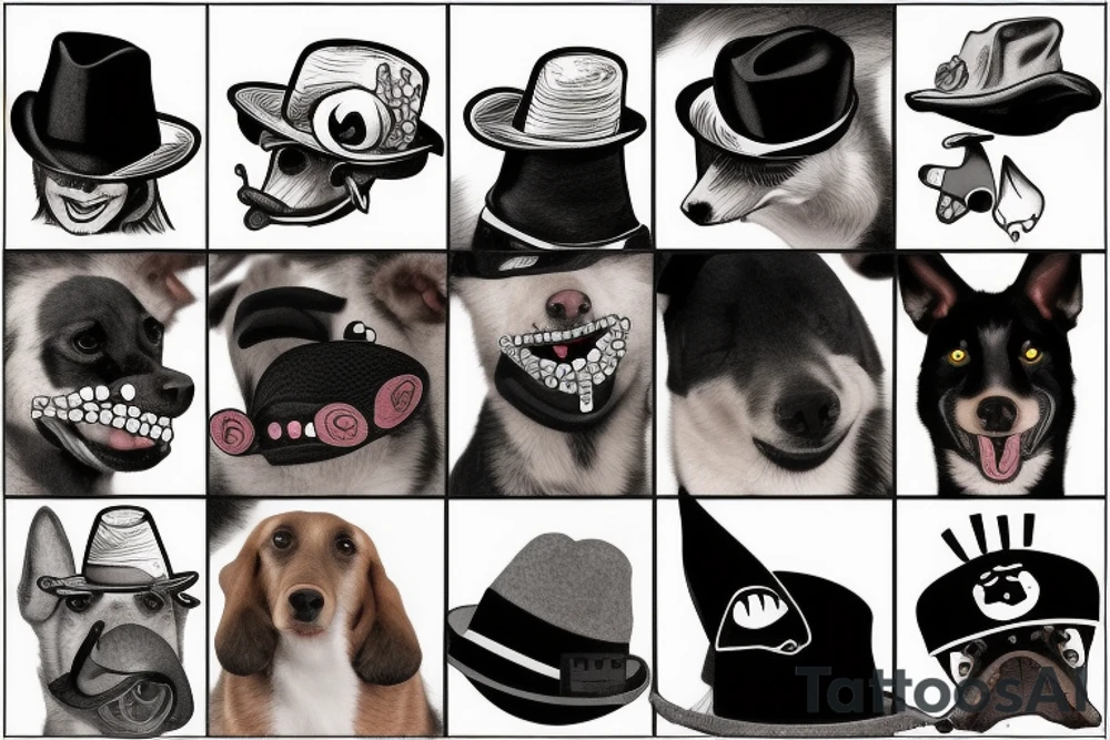 dog with a hat and a cigarrett in it's mouth tattoo idea