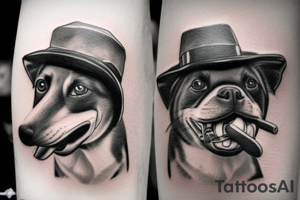 dog with a hat and a cigarrett in it's mouth tattoo idea