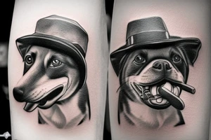dog with a hat and a cigarrett in it's mouth tattoo idea