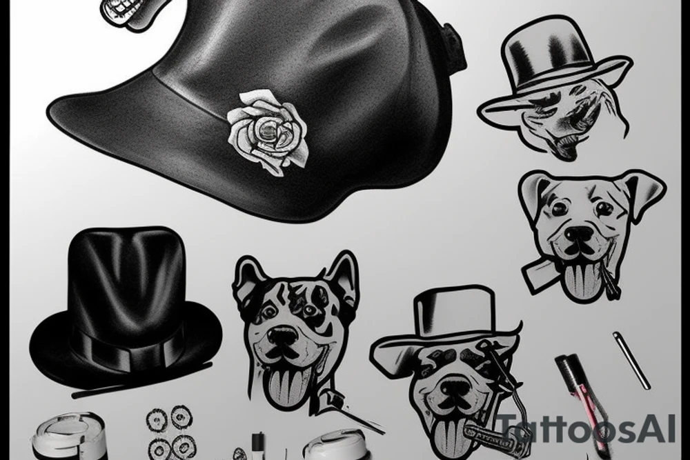 dog with a hat and a cigarrett in it's mouth tattoo idea