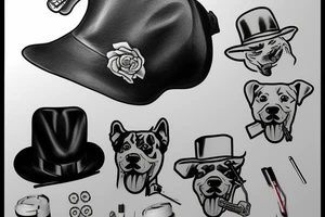 dog with a hat and a cigarrett in it's mouth tattoo idea