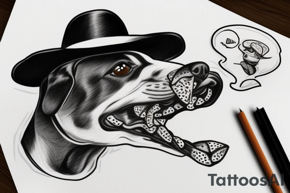 dog with a hat and a cigarrett in it's mouth tattoo idea