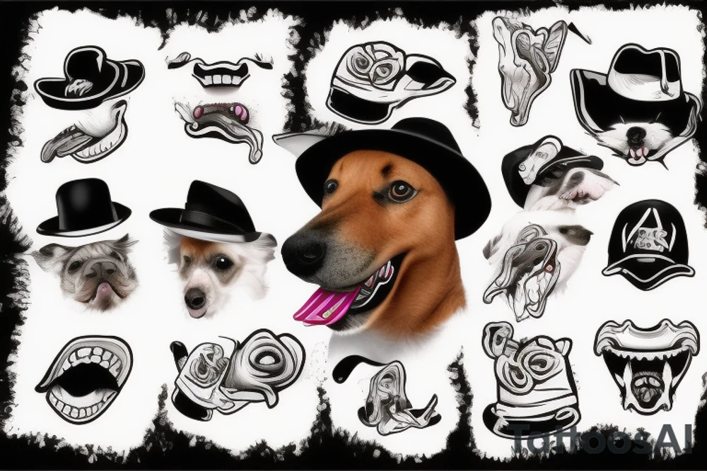 dog with a hat and a cigarrett in it's mouth tattoo idea