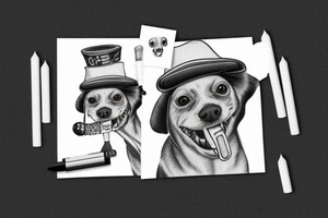 dog with a hat and a cigarrett in it's mouth tattoo idea