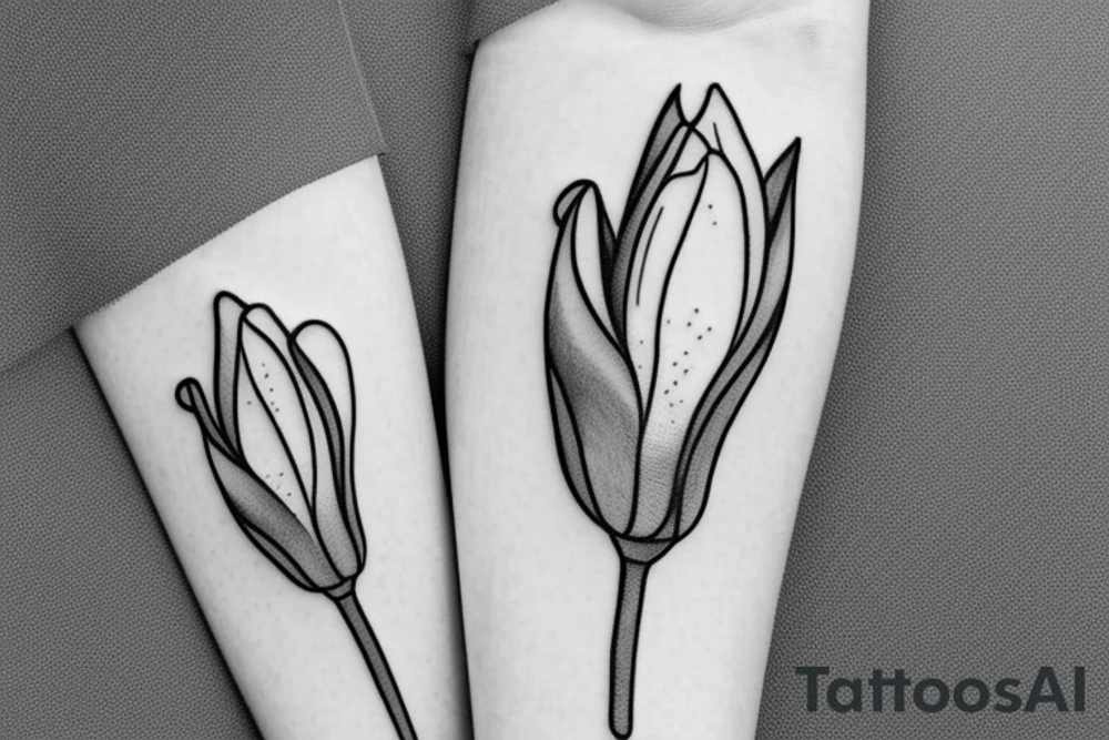 A location marker pointing to a tulip with the words pies place below tattoo idea