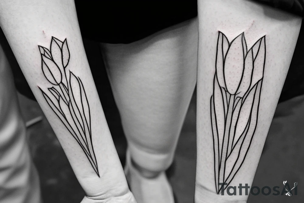 A location marker pointing to a tulip with the words pies place below tattoo idea