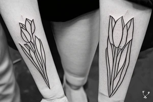 A location marker pointing to a tulip with the words pies place below tattoo idea
