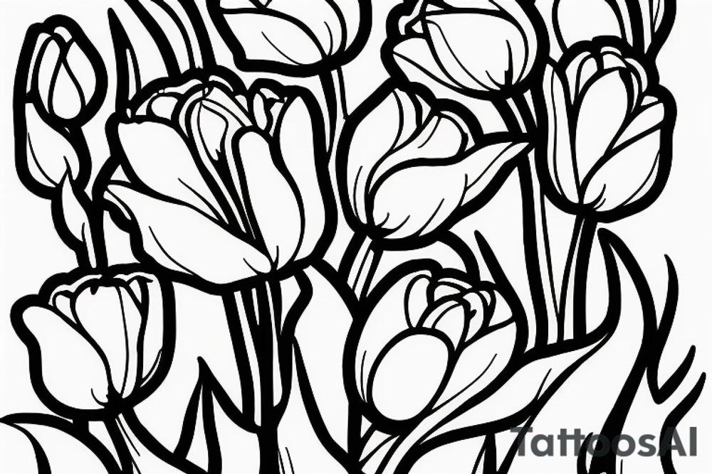 A location marker pointing to a tulip with the words pies place below tattoo idea
