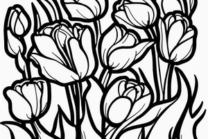 A location marker pointing to a tulip with the words pies place below tattoo idea