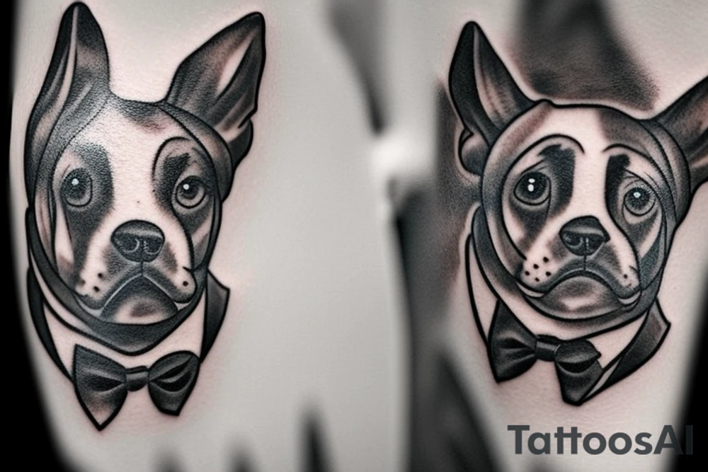 dog in a tuxedo tattoo idea
