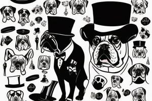 dog in a tuxedo and top hat tattoo idea