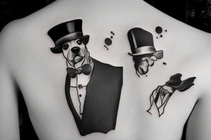 dog in a tuxedo and top hat tattoo idea