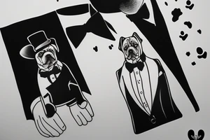 dog in a tuxedo and top hat tattoo idea