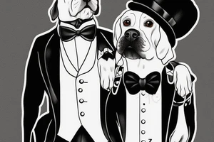 dog in a tuxedo and top hat tattoo idea
