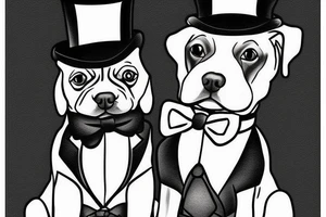 dog in a tuxedo and top hat tattoo idea