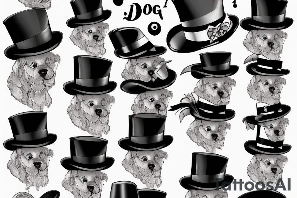 dog in a tuxedo and top hat tattoo idea