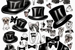 dog in a tuxedo and top hat tattoo idea