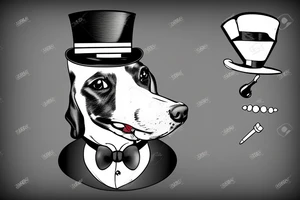 dog in a tuxedo and top hat, cigarette in side of mouth tattoo idea