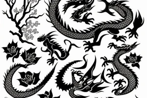 Dragon and cherry blossoms tattoo idea