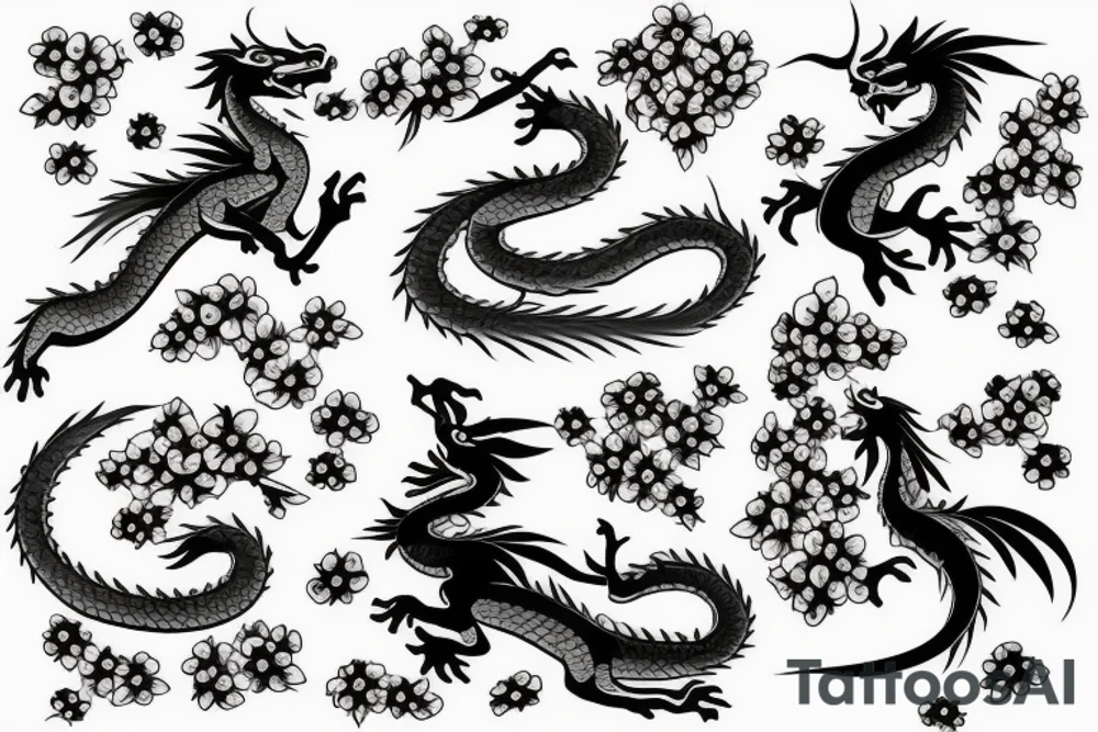 Dragon and cherry blossoms tattoo idea
