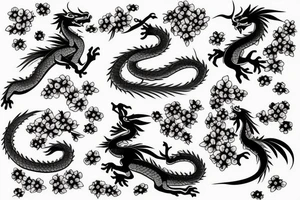 Dragon and cherry blossoms tattoo idea