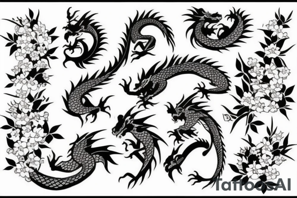 Dragon and cherry blossoms tattoo idea