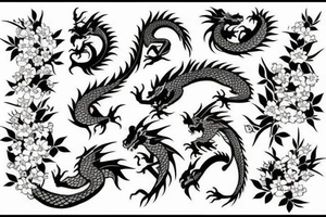 Dragon and cherry blossoms tattoo idea