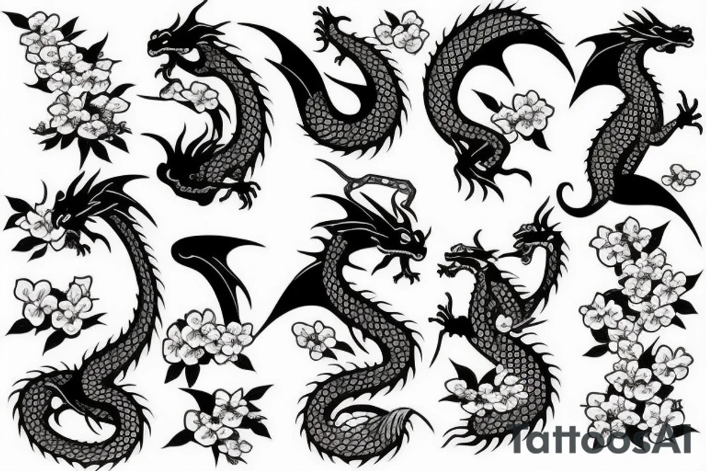 Dragon and cherry blossoms tattoo idea