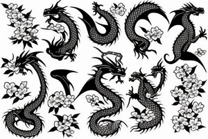 Dragon and cherry blossoms tattoo idea