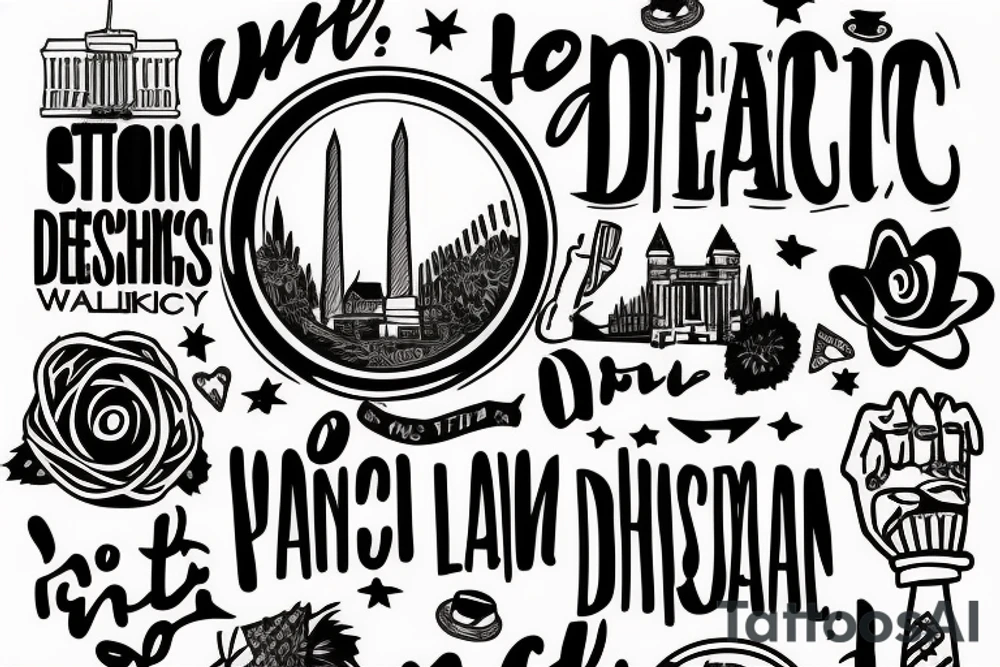 The phrase I have a dream with some elements of the city of Washington DC tattoo idea