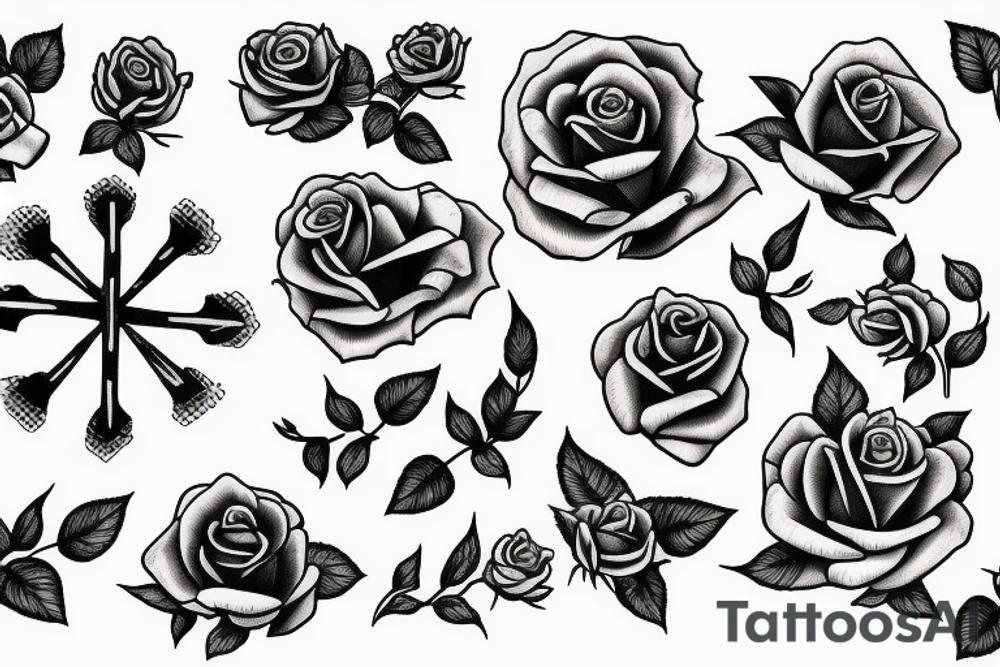 Rose and cross tattoo idea