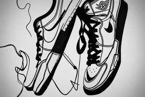 Nike Jordan Retro 1 hanging from the shoe lace tattoo idea