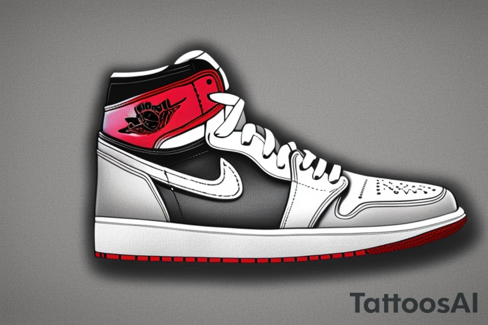 Nike Jordan Retro 1 hanging from the shoe lace tattoo idea
