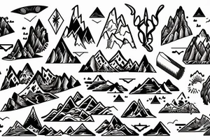Chef Knife w/ inner scenic design of mountains and waterfalls. tattoo idea