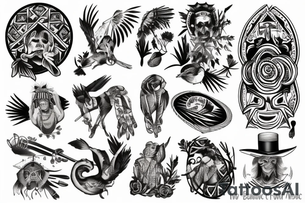 Mystic american native music tattoo idea