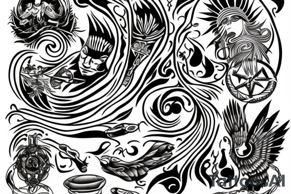 Mystic american native music tattoo idea