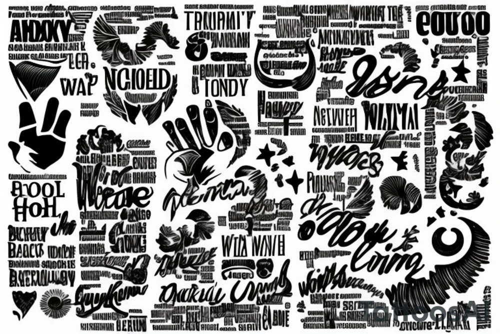 A wave made out of words tattoo idea
