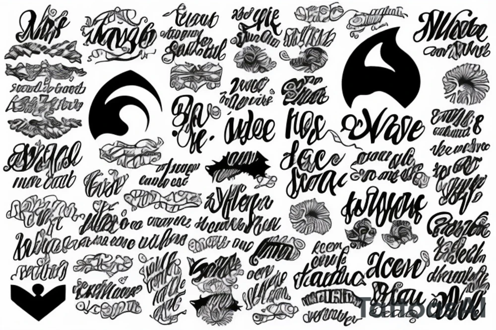 A wave made out of words tattoo idea